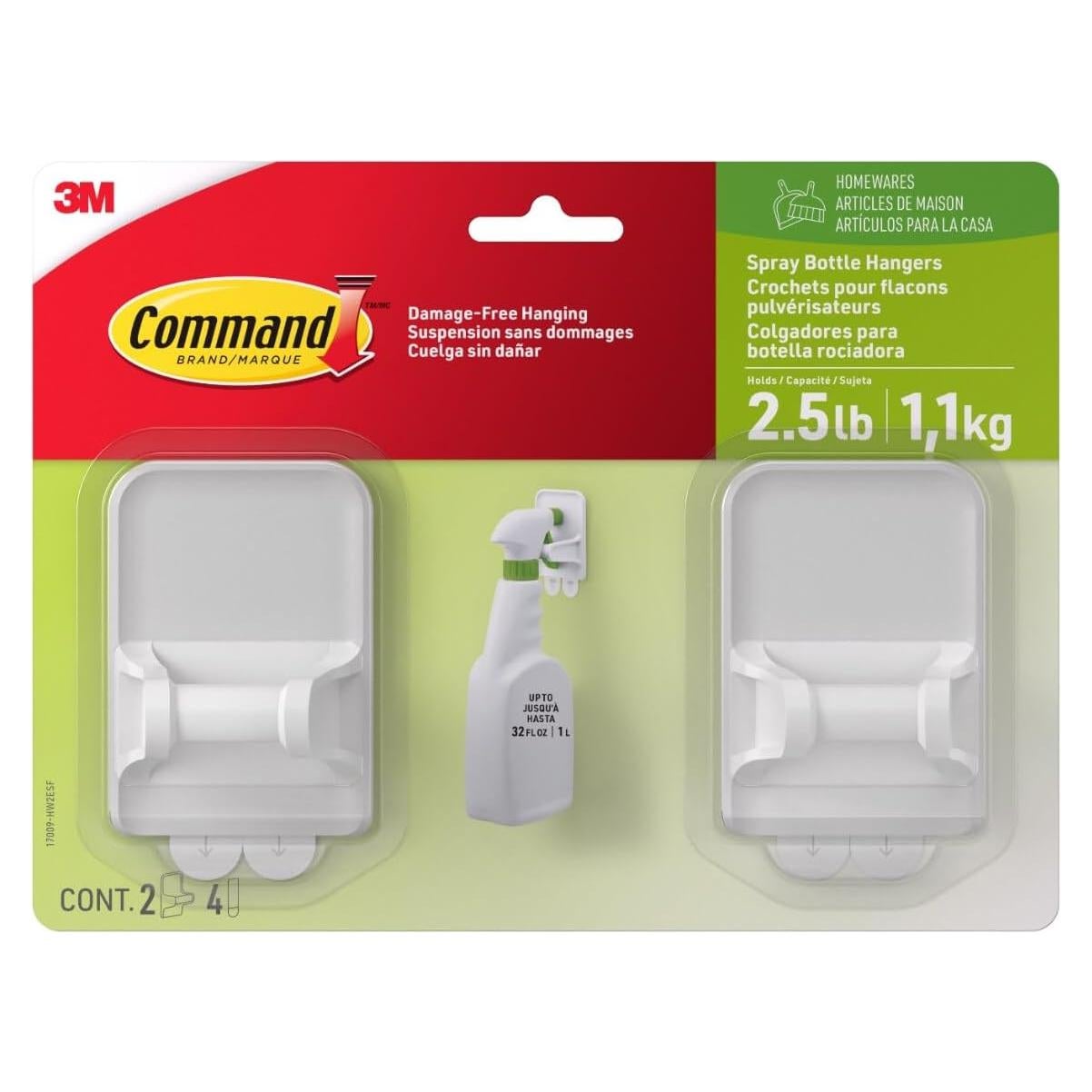 Soporte para Botellas de Spray Command - 2 Soportes Blancos, 1.13 kg