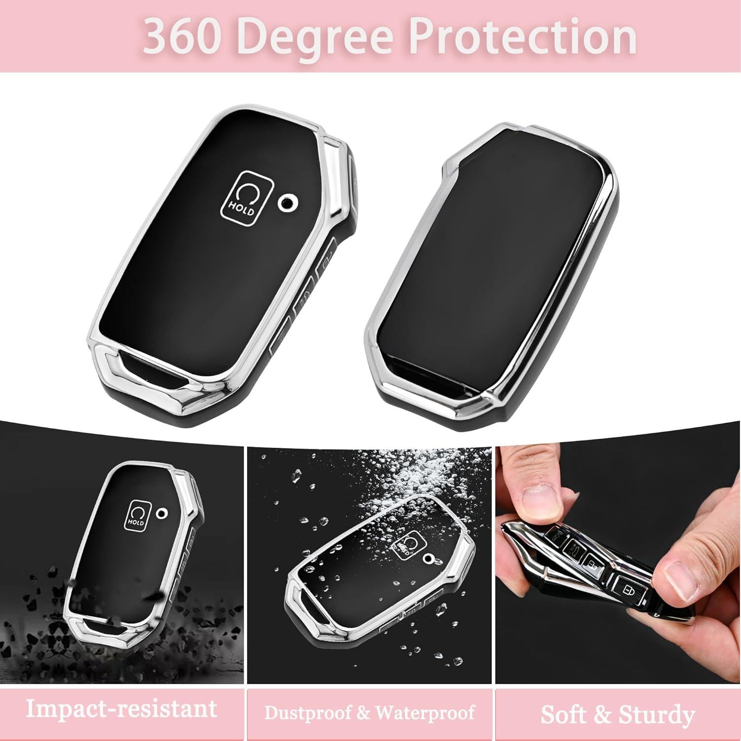 Cubierta de Llavero Kia TECARATE Negra 5 Botones TPU