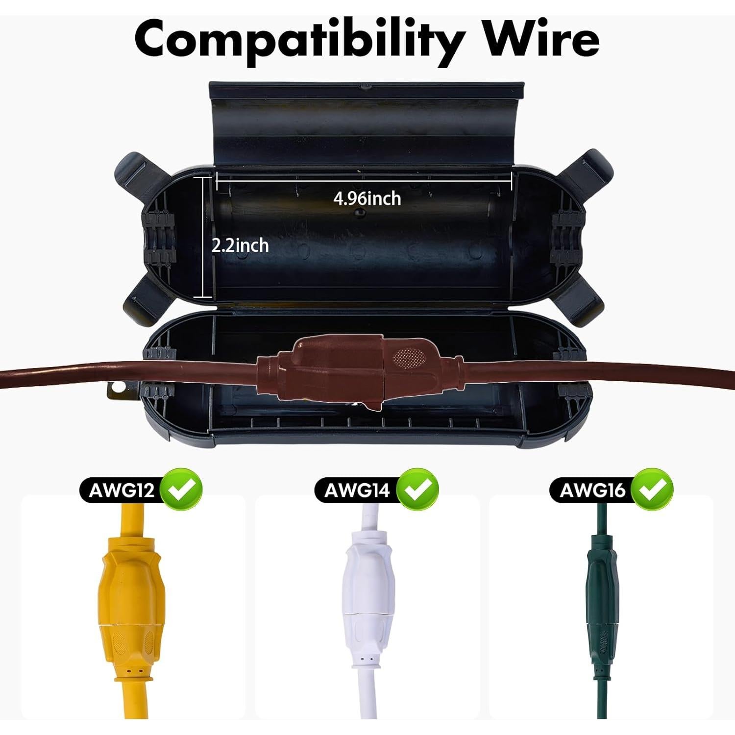 Cubierta de Cable de Extensión Exterior Negra IP44 - PALARINE