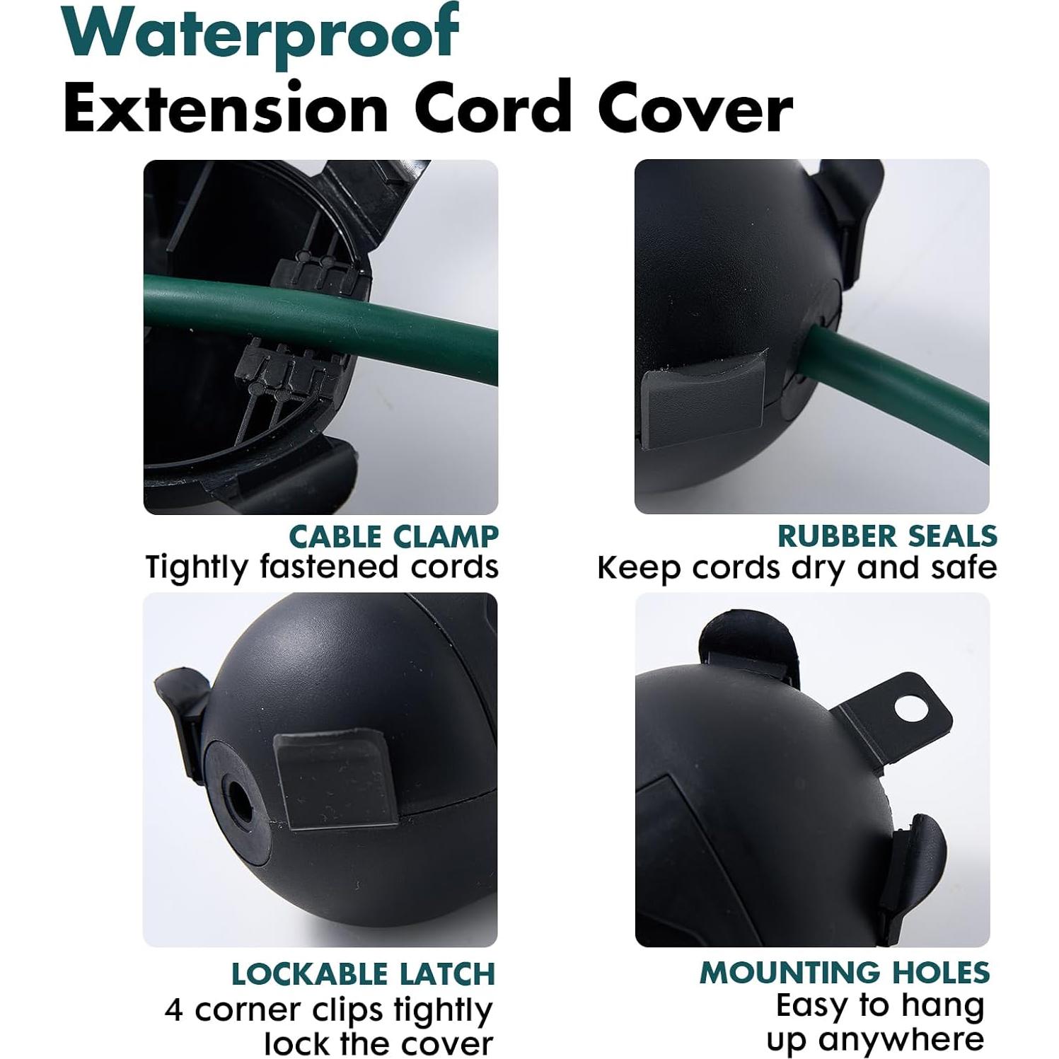 Cubierta de Cable de Extensión Exterior Negra IP44 - PALARINE