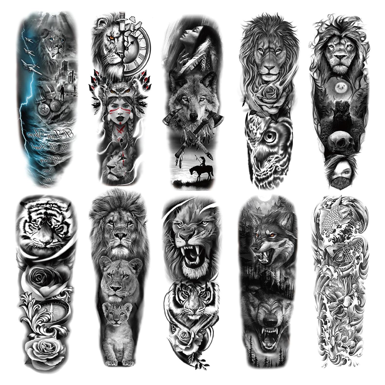 Tatuajes Temporales de Manga Completa LEOARS - Tigre y León