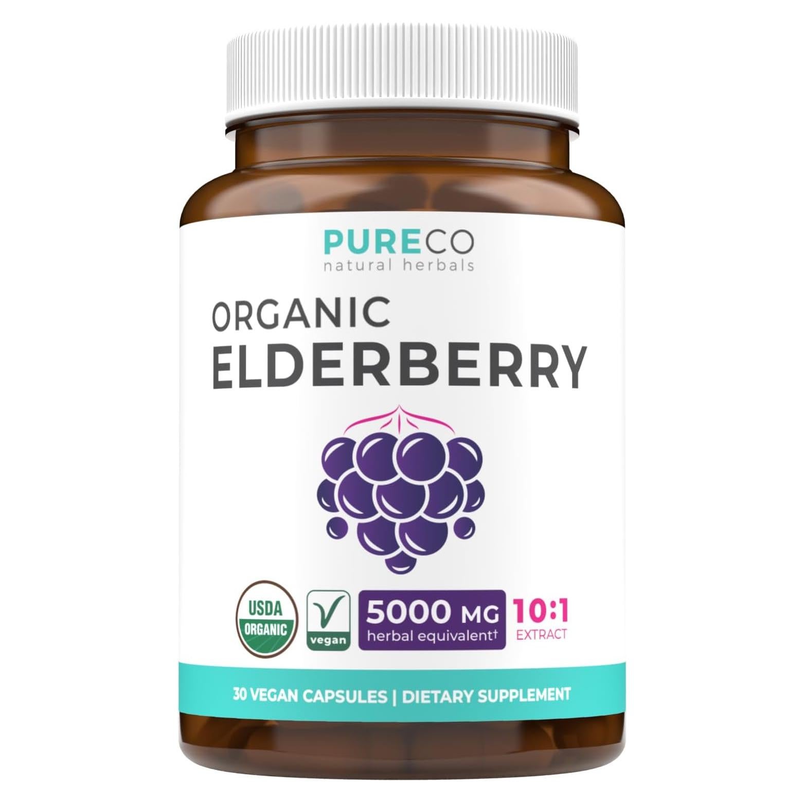 Cápsulas de Saúco Orgánico Pure Co 10:1 - 30 Unidades