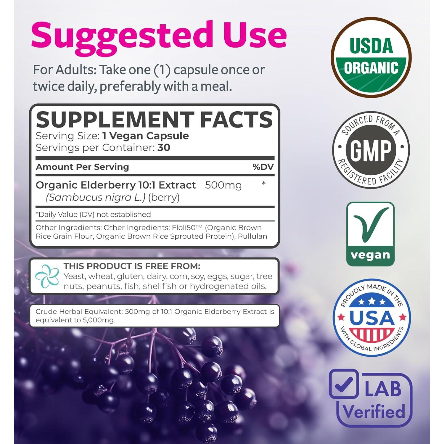 Cápsulas de Saúco Orgánico Pure Co 10:1 - 30 Unidades