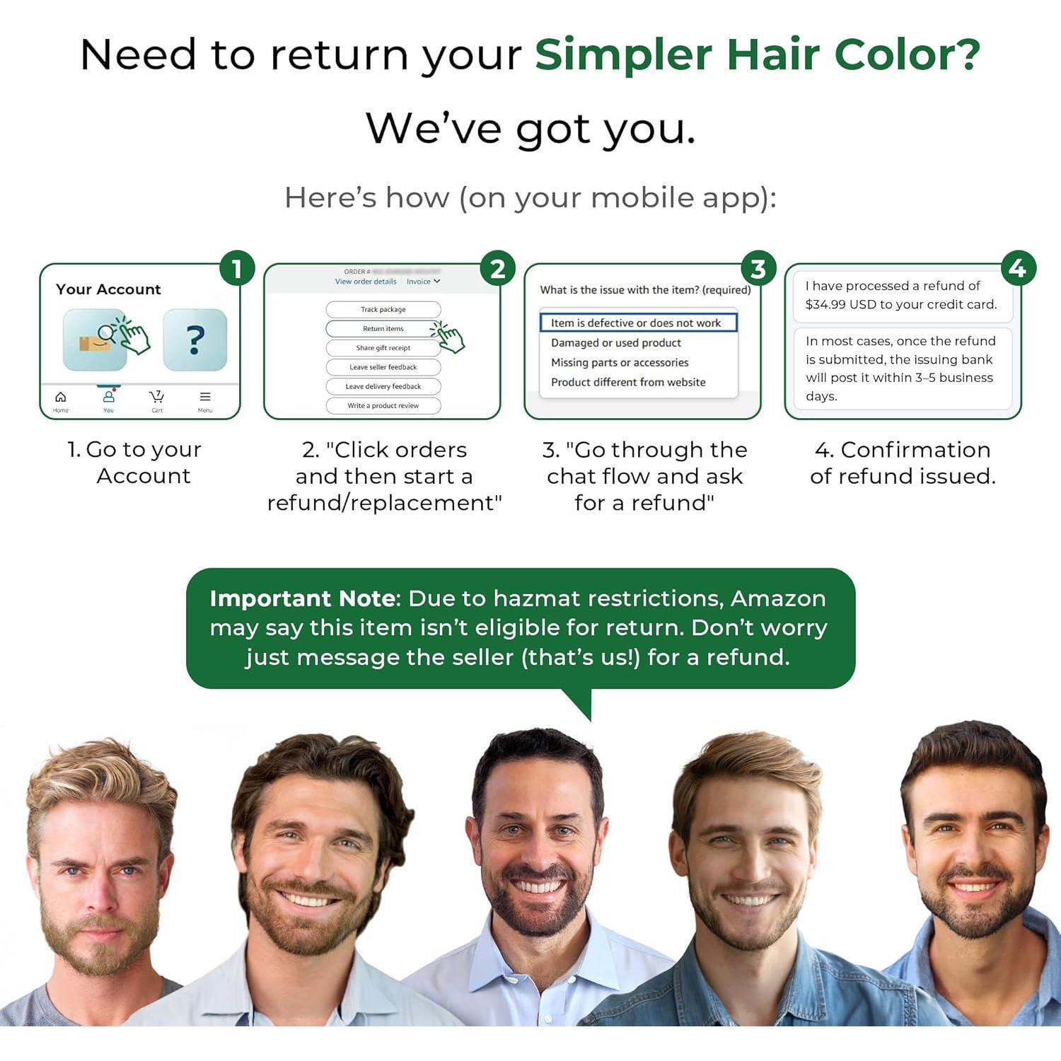 Tinte para Cabello y Barba SIMPLER Negro Marrón 340g - Cobertura 100% Canas