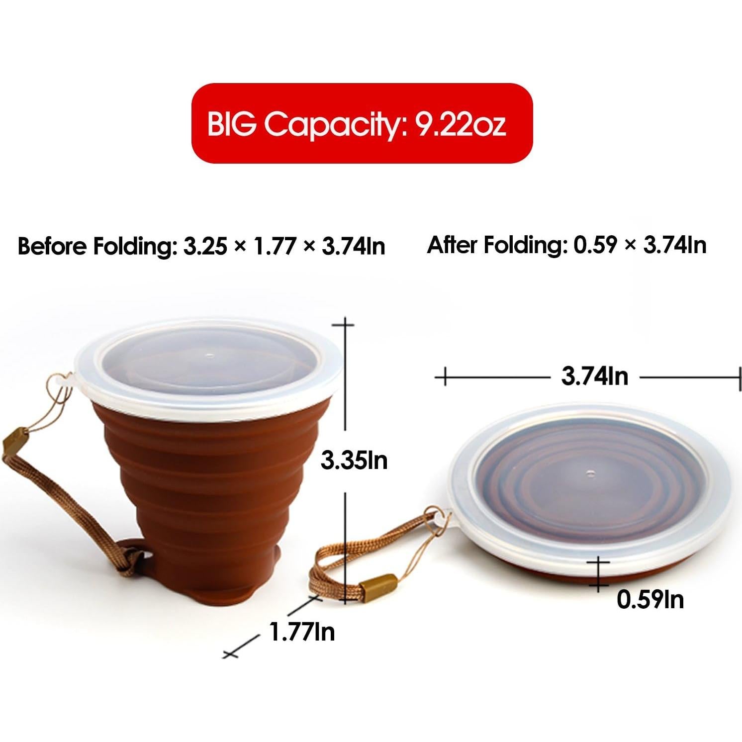 Taza de Viaje Plegable ME.FAN - Silicona 270ml - 4 Colores