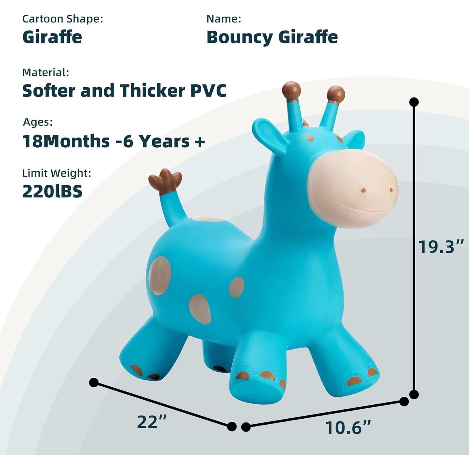 Caballo Saltarín Jirafa Azul Everich para Niños 18 Meses a 6 Años