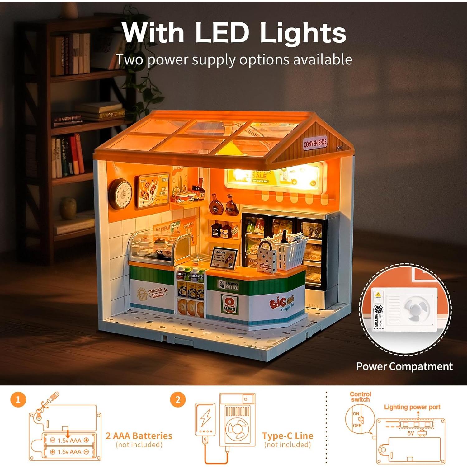 Bloques de Construcción LED Hallisun Tienda de Conveniencia 19x19x21.5cm