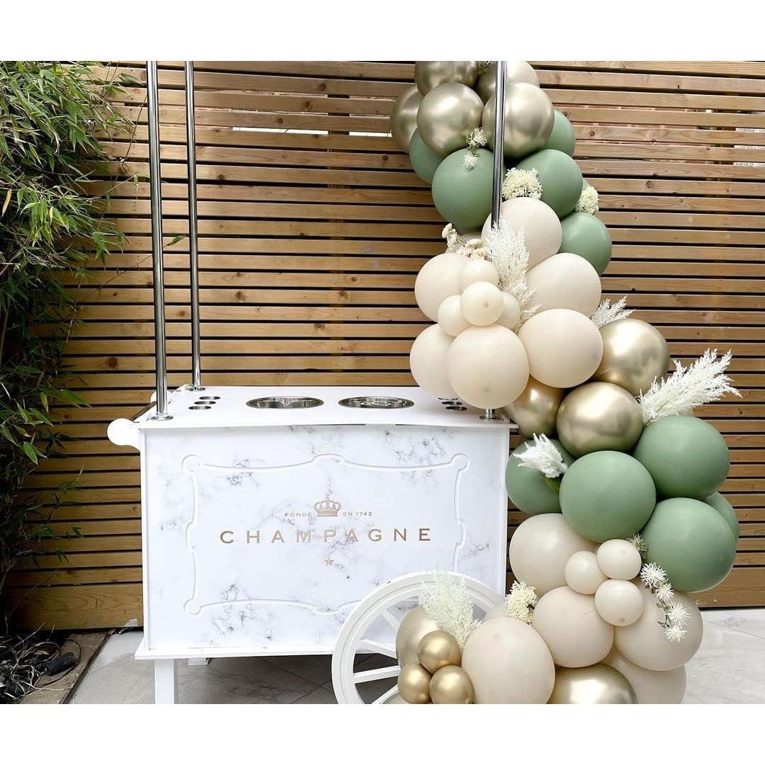 Globos de Confeti Verde Salvia y Dorado - 50 pcs 30 cm