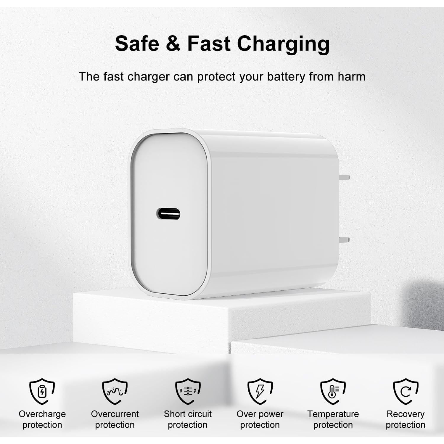 Cargador Rápido USB C 20W Fashia + Cable Lightning 3FT