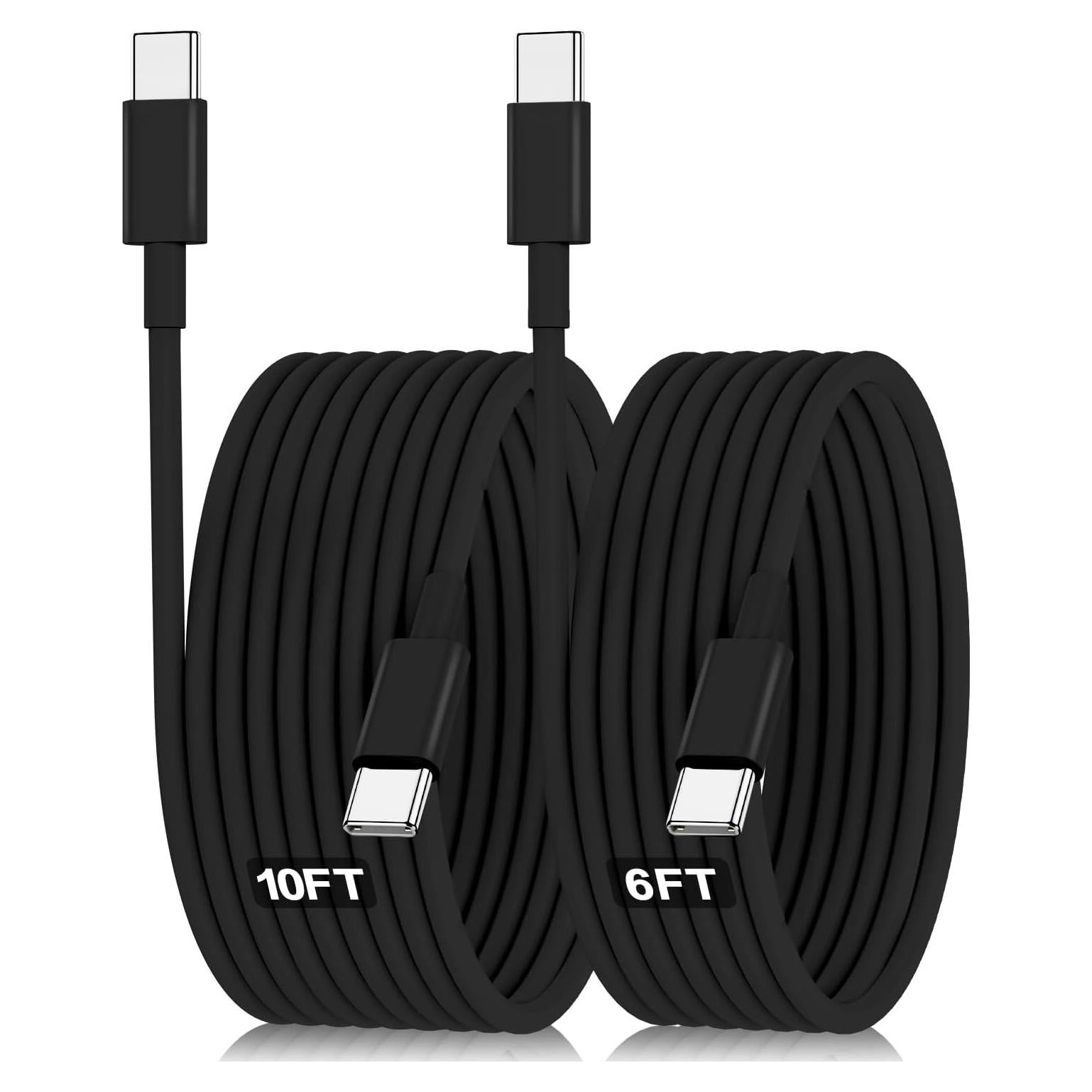 Cable USB C 60W Hzevn 2-Pack 6FT + 10FT Carga Rápida