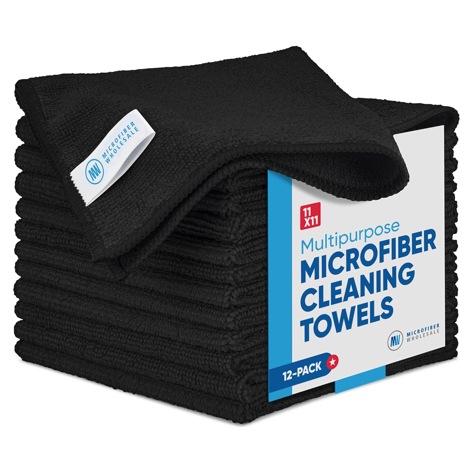 Paño de Microfibra Negro Microfiber Wholesale - Paquete de 12