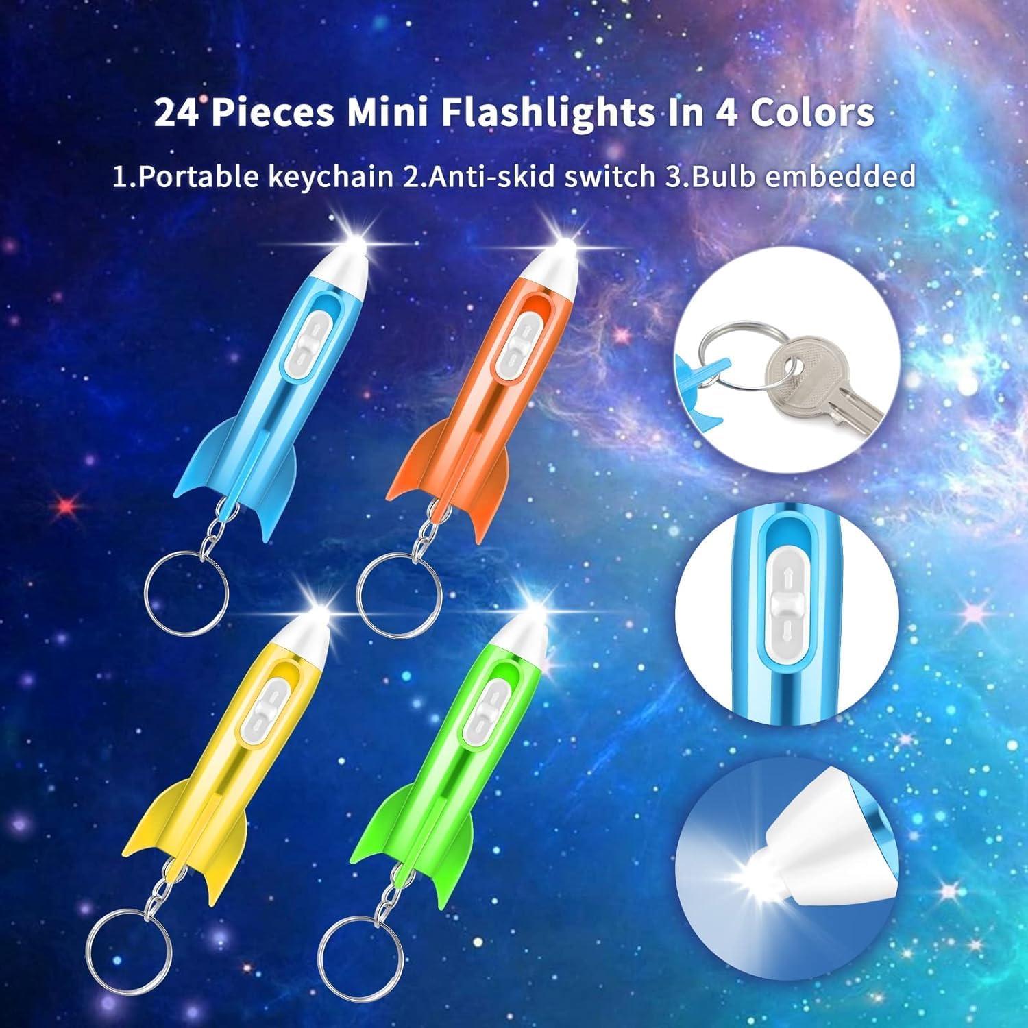 Llaveros Linterna LED Cohete Kioooki 24 Pcs Niños
