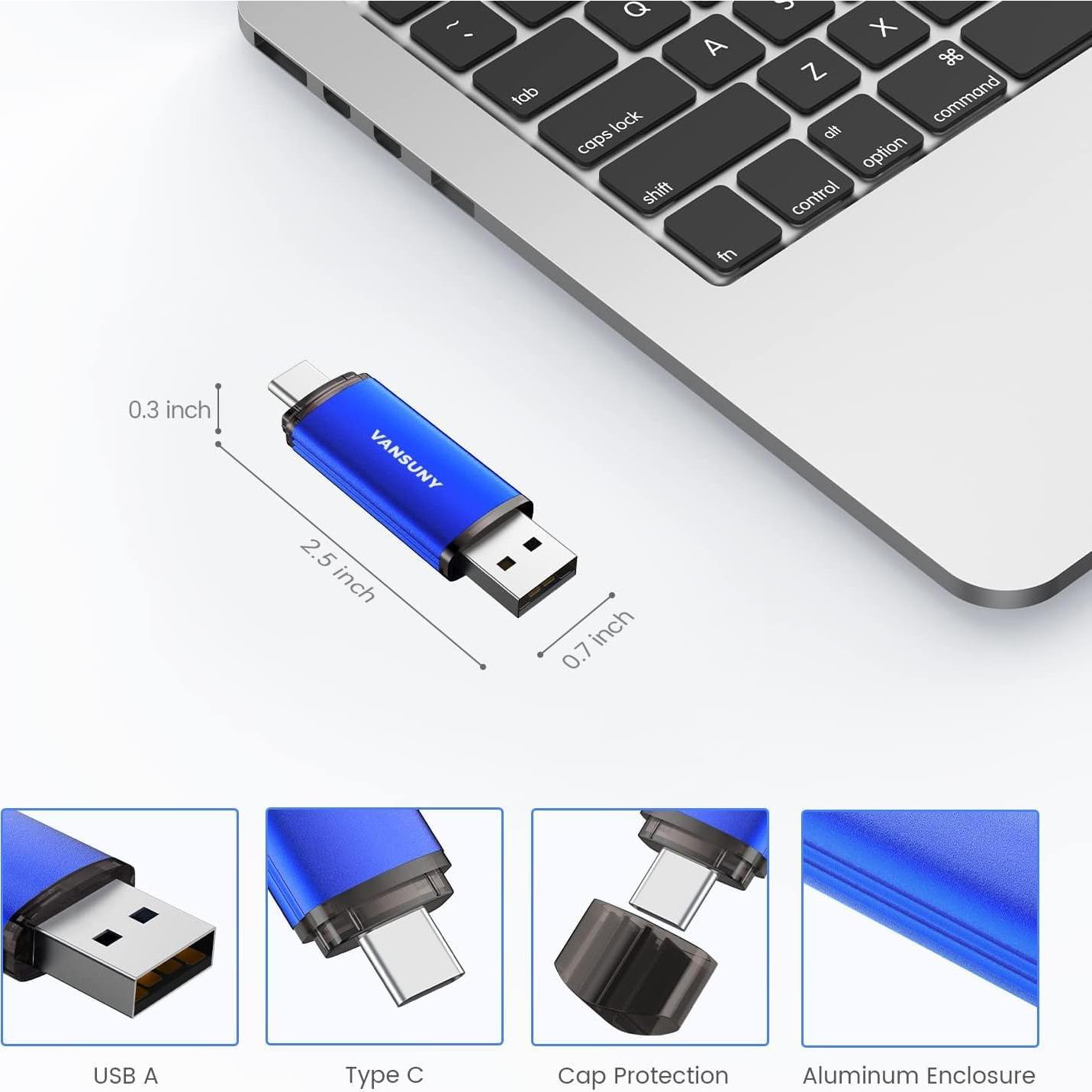 Unidad Flash USB 32GB Vansuny Doble Tipo-C y USB A OTG