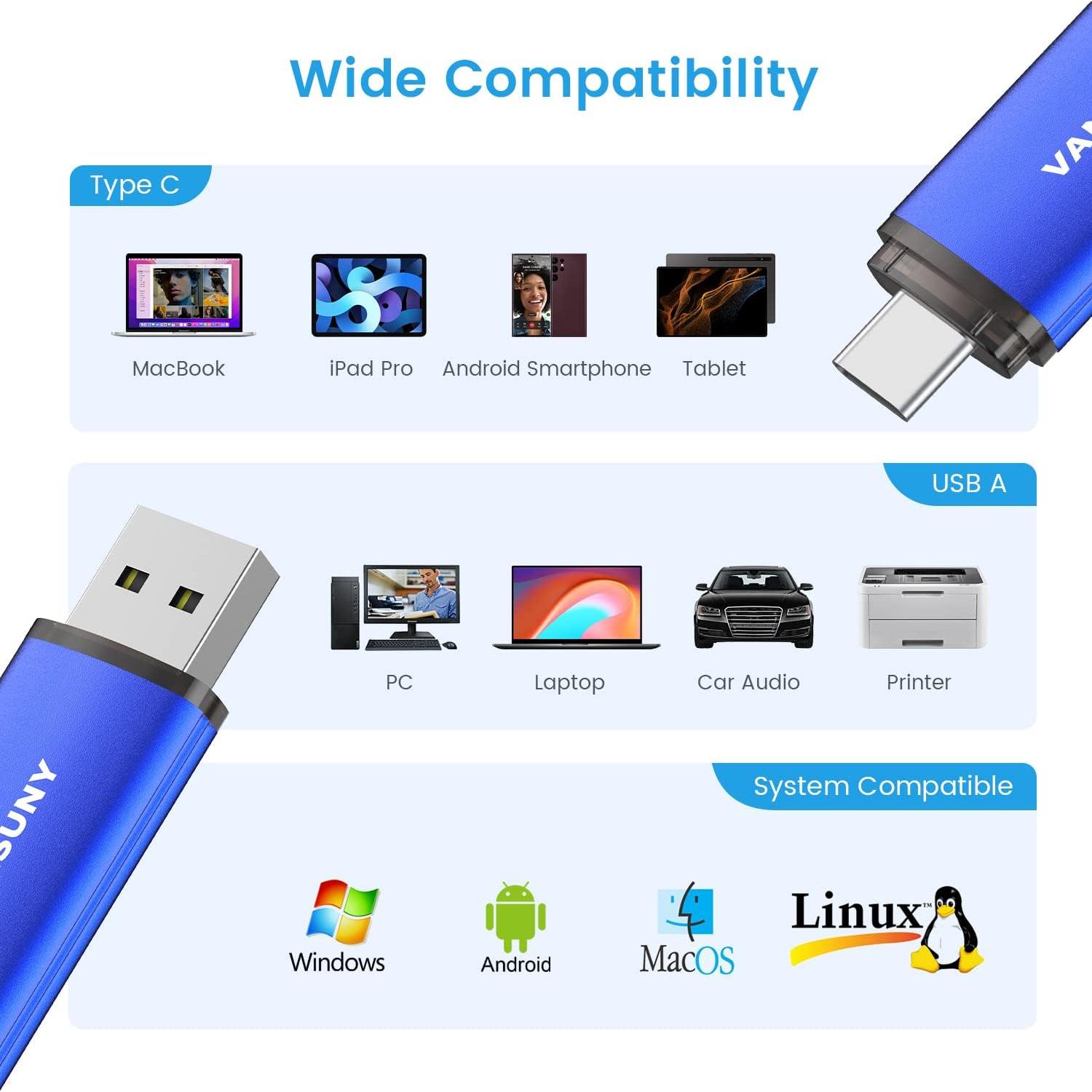 Unidad Flash USB 32GB Vansuny Doble Tipo-C y USB A OTG