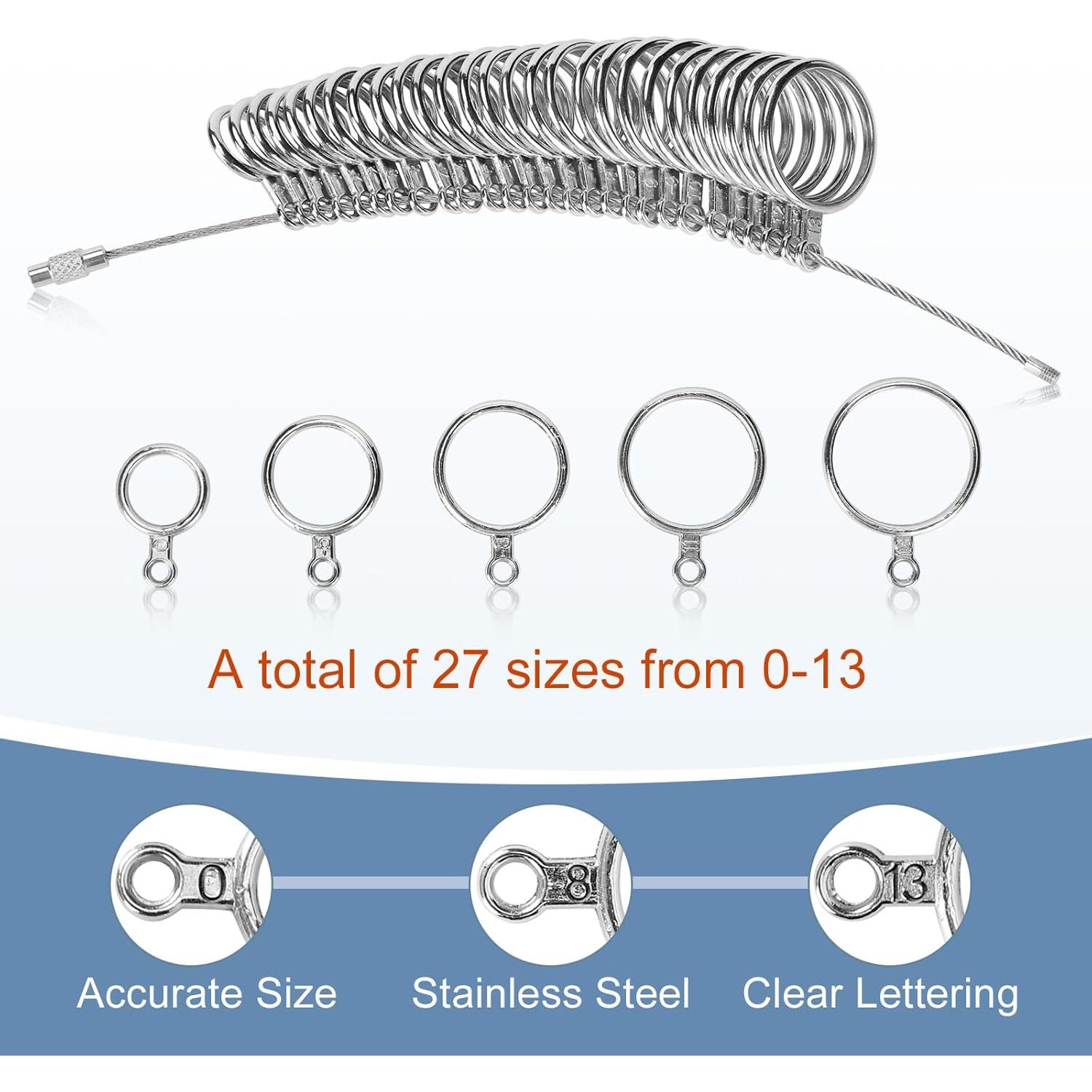 Kit de Medición de Tallas de Anillo RYOEIKT 27 PZS Acero