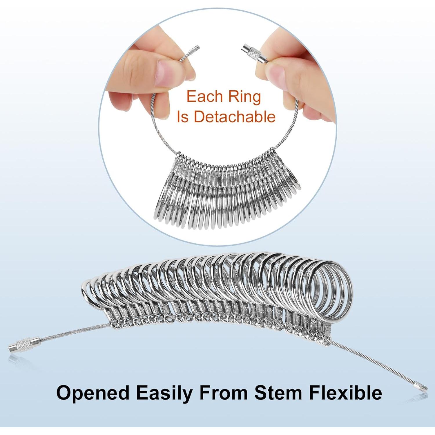 Kit de Medición de Tallas de Anillo RYOEIKT 27 PZS Acero