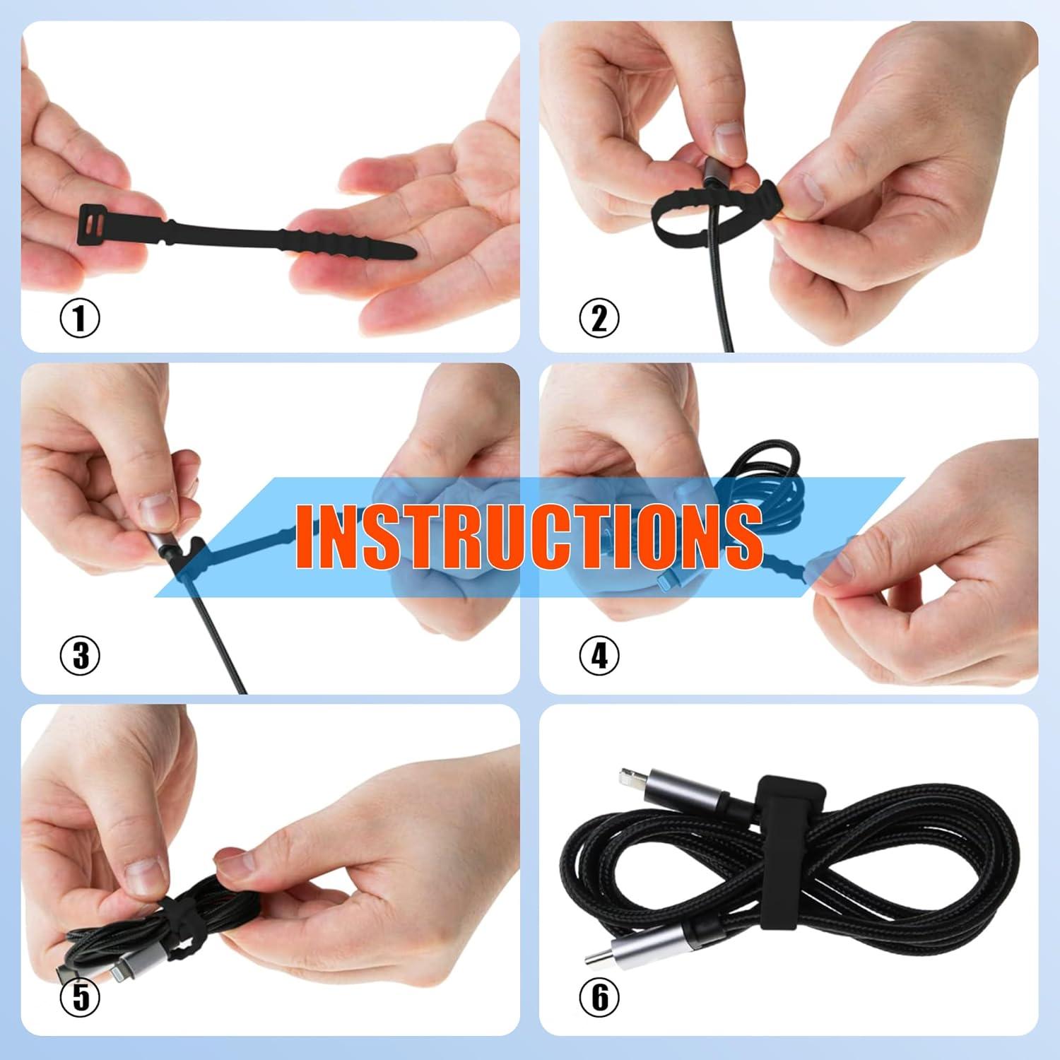 Bridas de Silicona Reutilizables YIMATEECO 11.4cm 30pcs Negro