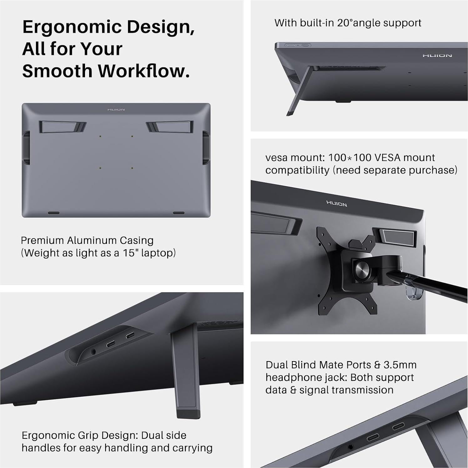 Tableta de Dibujo Huion Kamvas Pro 19 4K 18.4" Pantalla Táctil