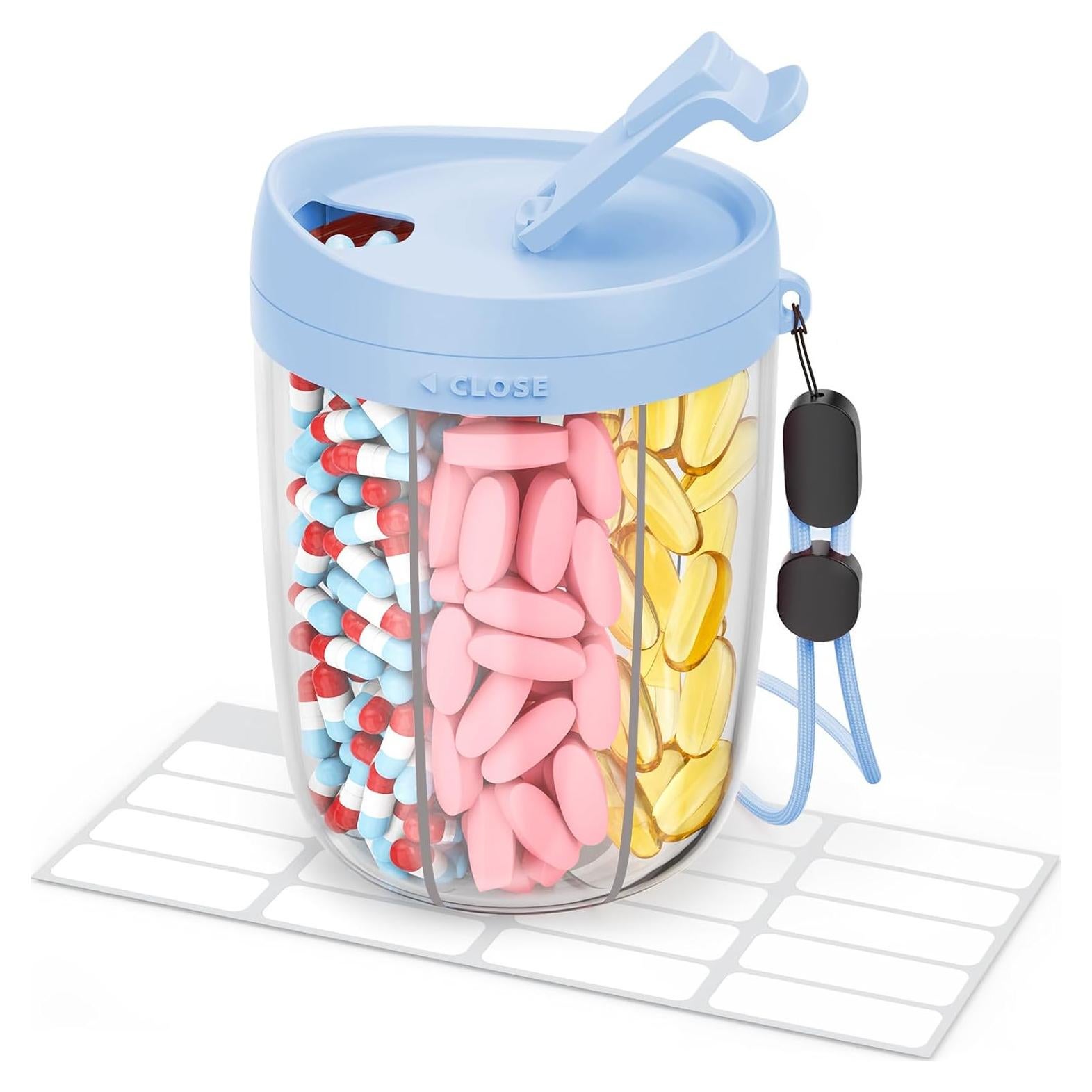 Dispensador de pastillas grande AMOOS azul 6 compartimentos