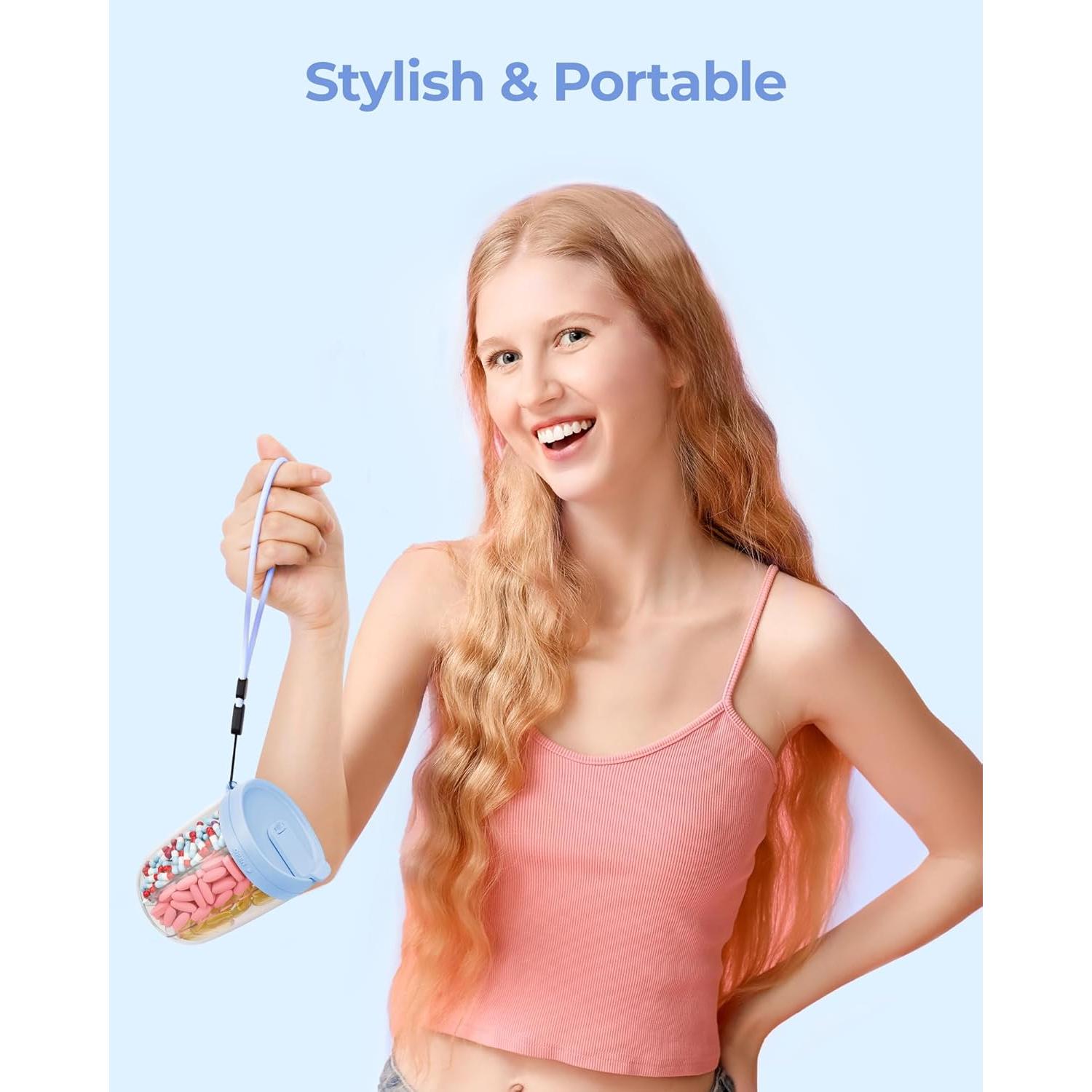 Dispensador de pastillas grande AMOOS azul 6 compartimentos