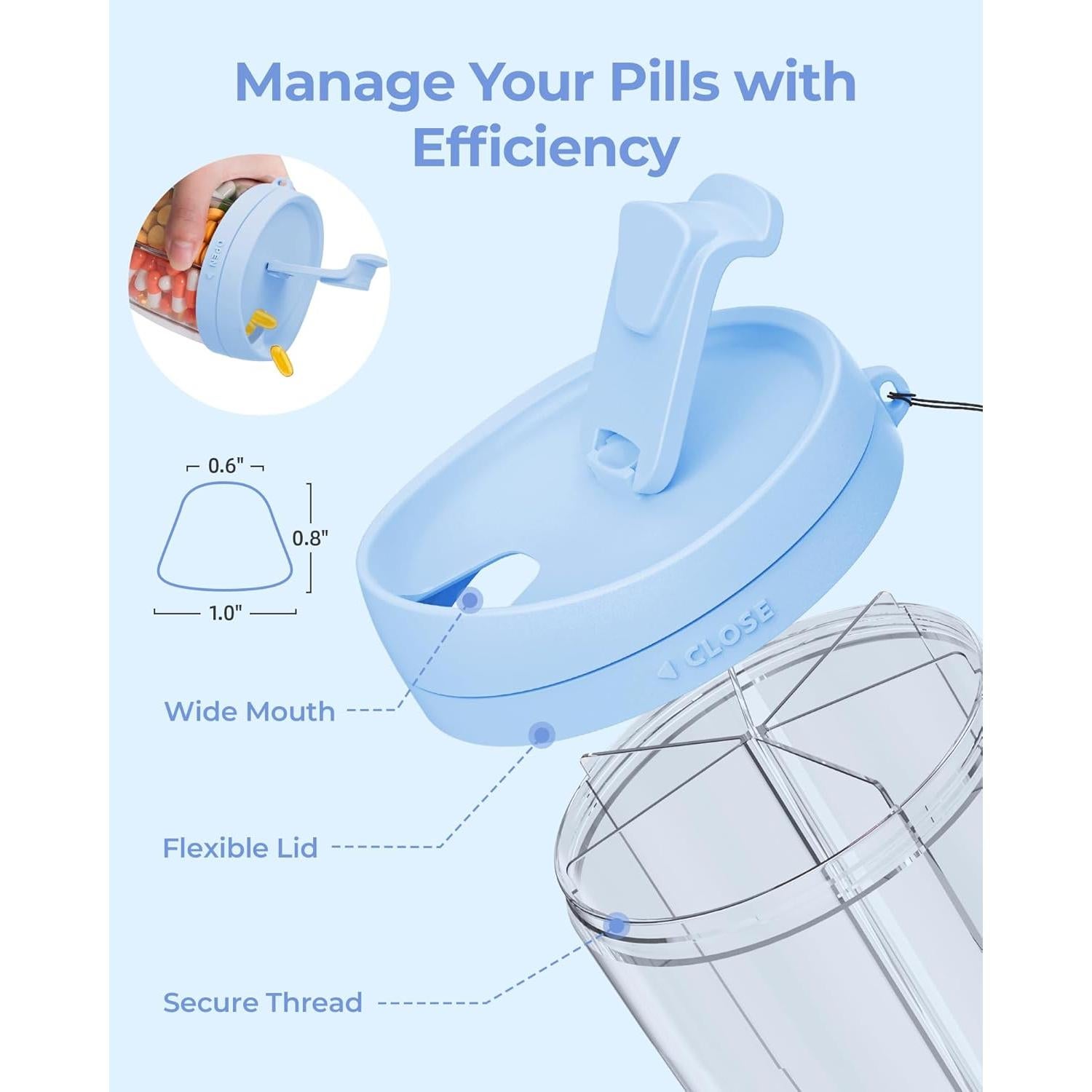 Dispensador de pastillas grande AMOOS azul 6 compartimentos