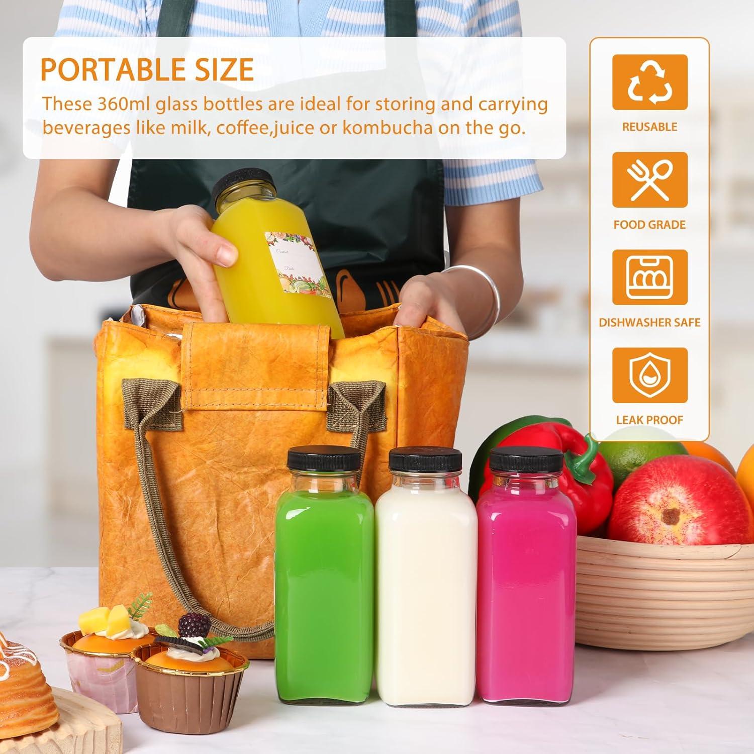 Botellas de vidrio AuroTrends 360ml con tapas - Set de 12