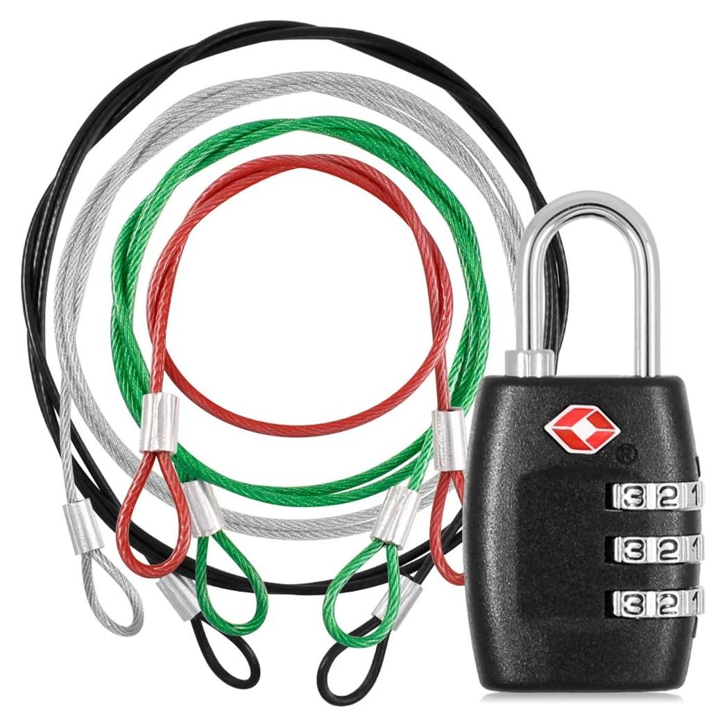 Candado de Combinación DanziX TSA con Tether de Acero Inoxidable