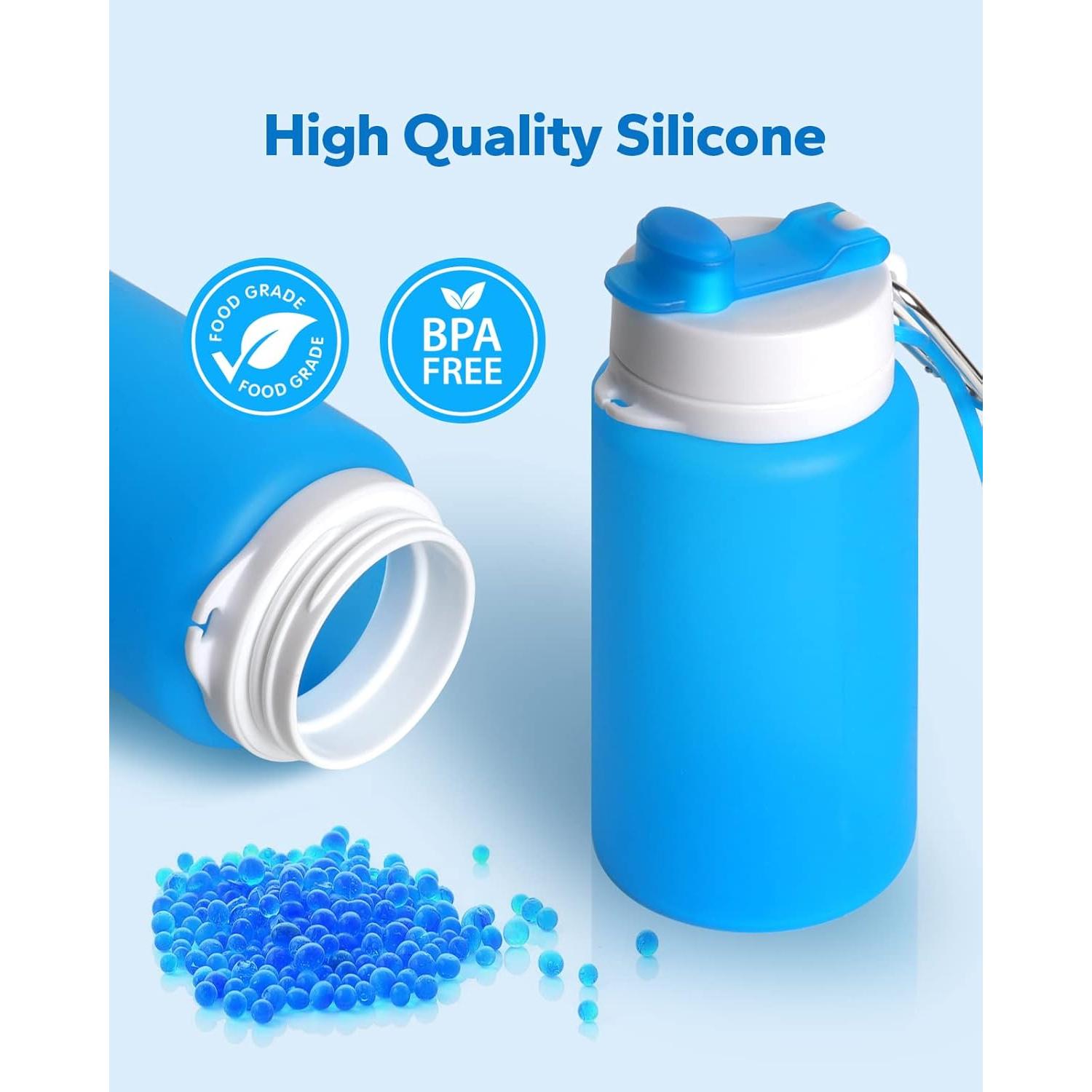 Botella de Agua Plegable MCOMCE 550ml Libre de BPA Azul