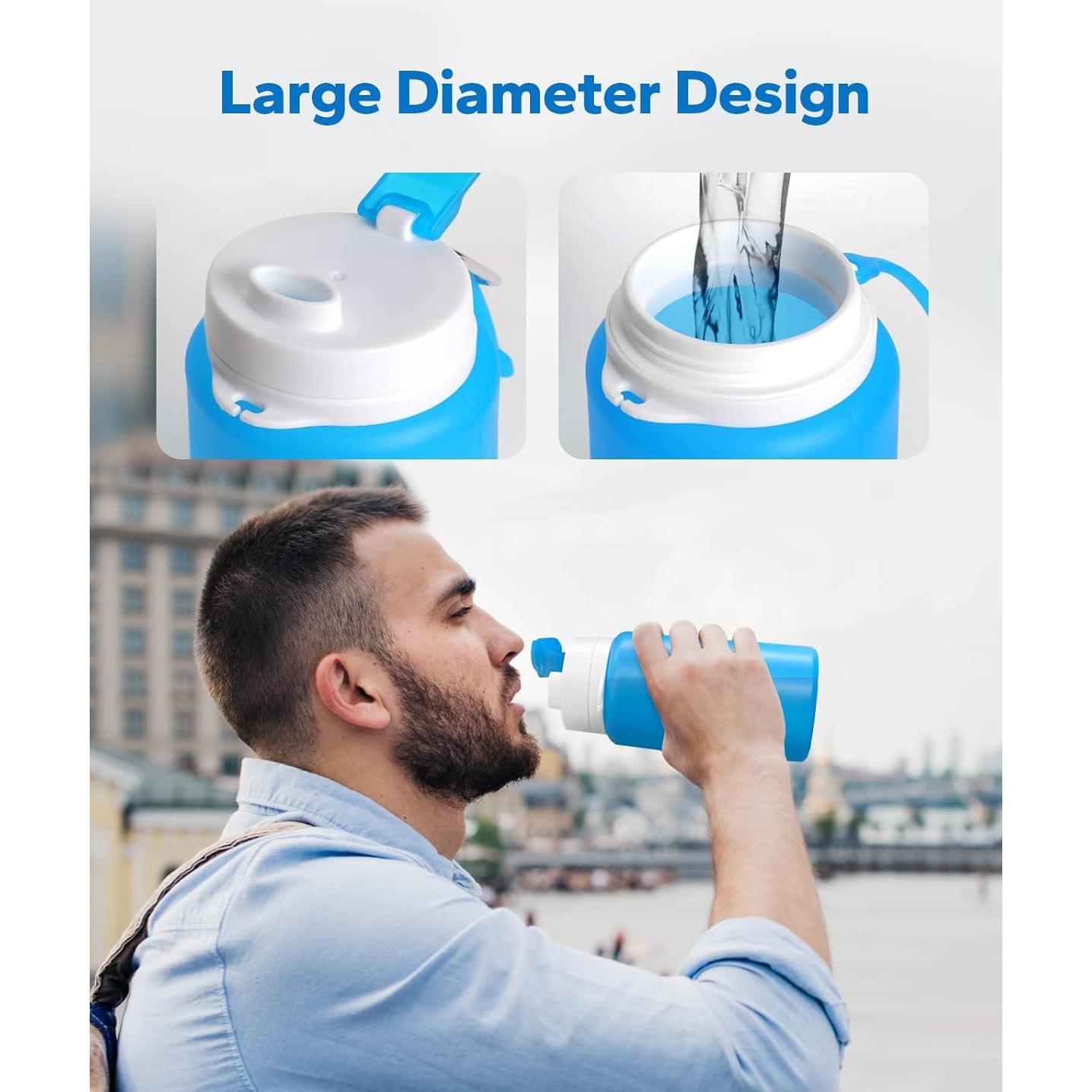 Botella de Agua Plegable MCOMCE 550ml Libre de BPA Azul