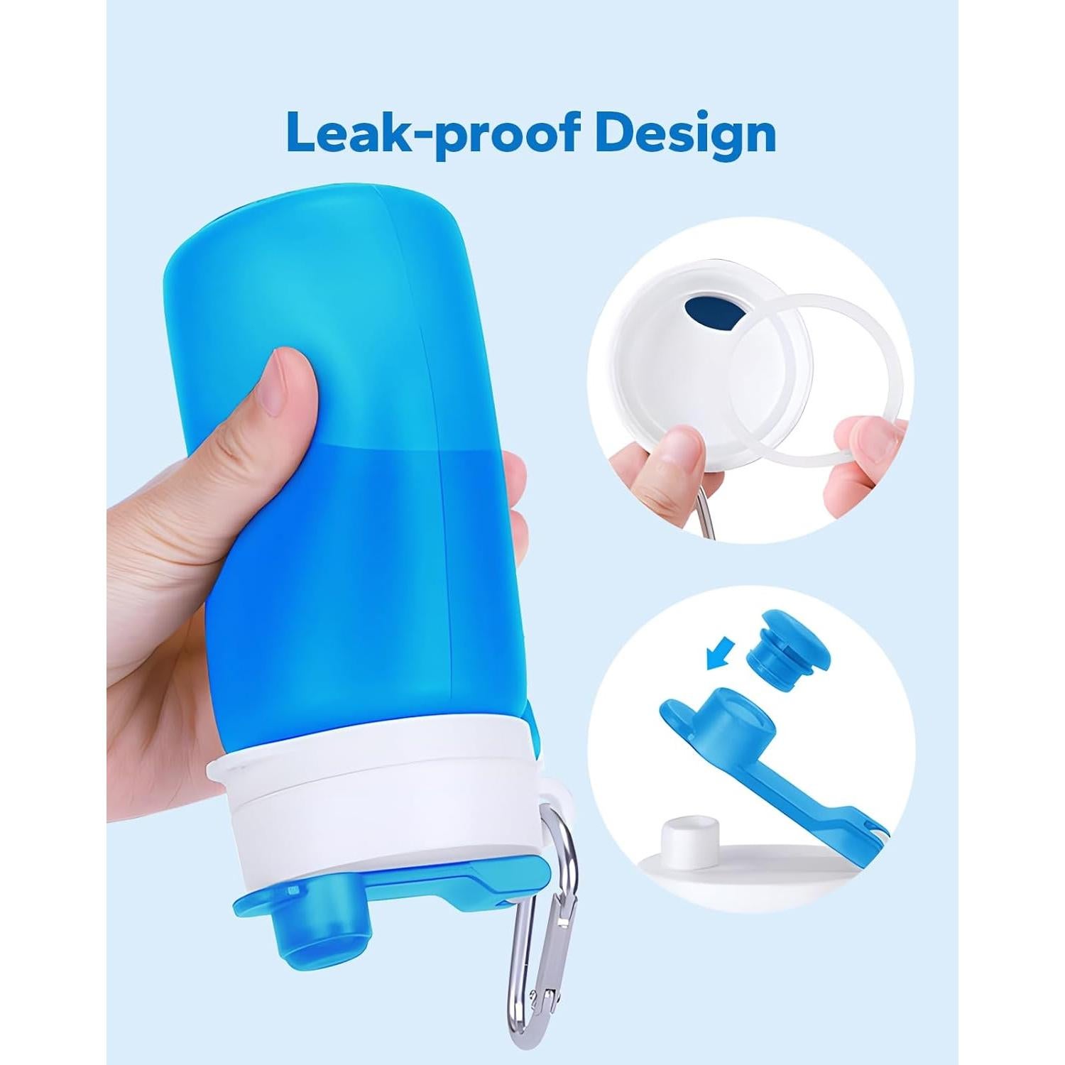 Botella de Agua Plegable MCOMCE 550ml Libre de BPA Azul