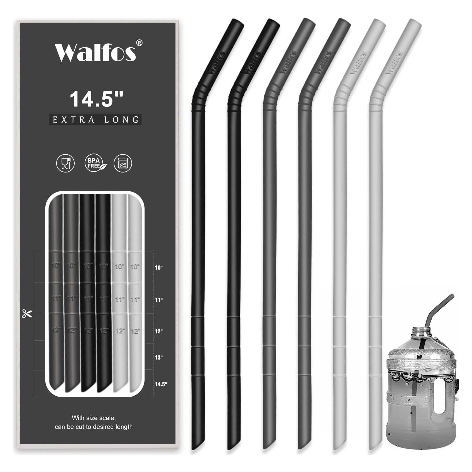 Pajitas de Silicona Reutilizables Walfos 36.83 cm 6-Pack