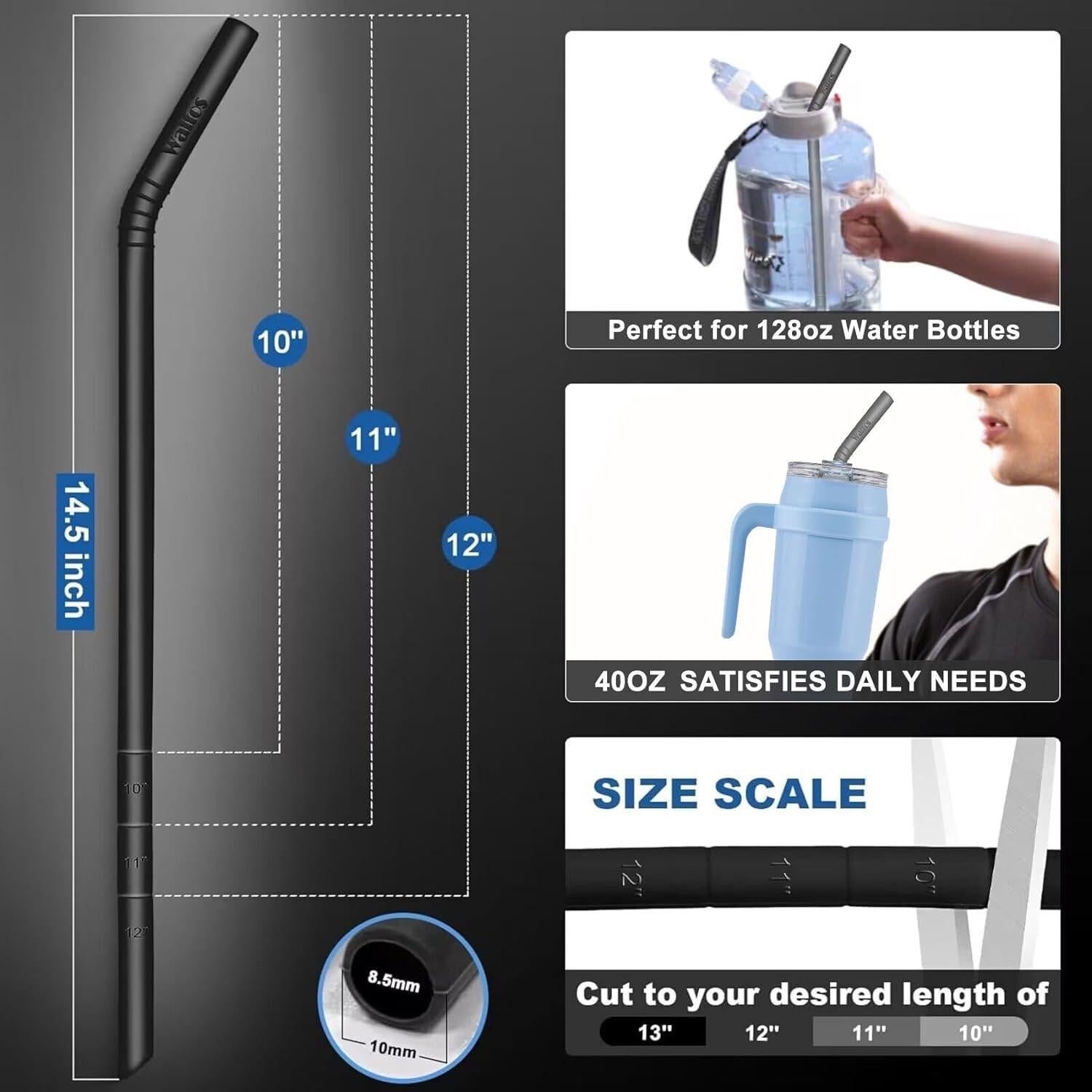 Pajitas de Silicona Reutilizables Walfos 36.83 cm 6-Pack