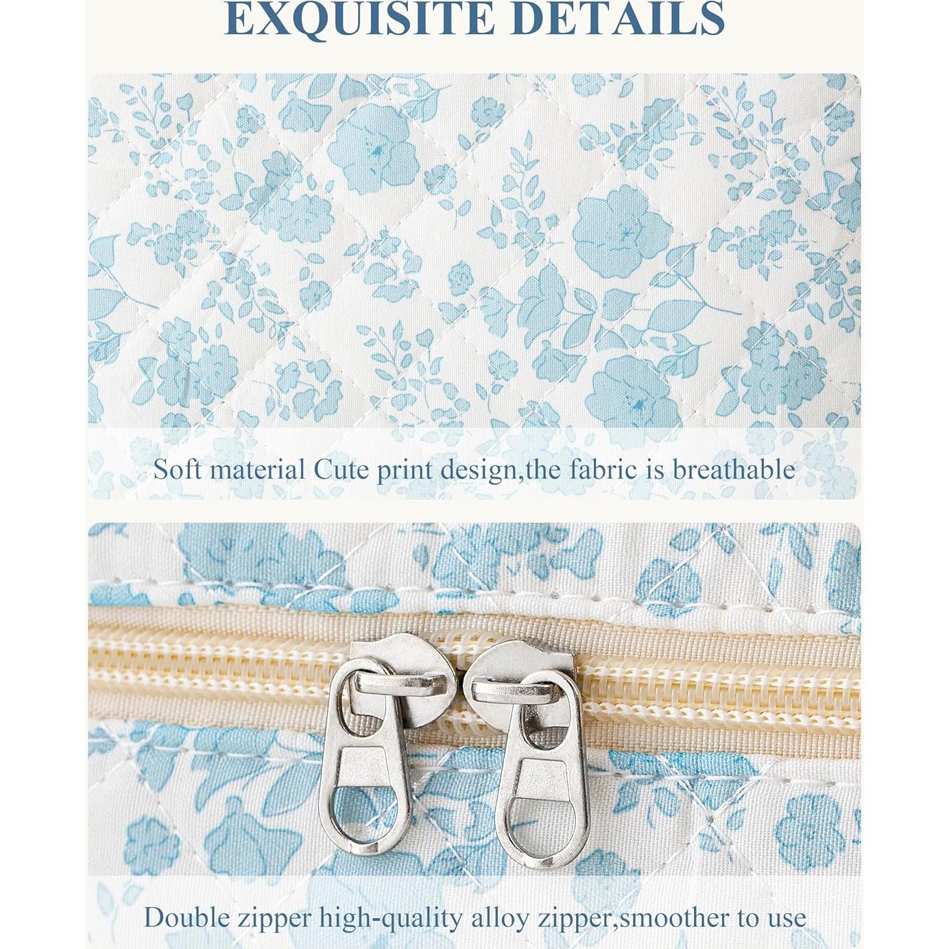 Bolsa de Maquillaje Acolchada HBselect 2Pcs Floral Azul