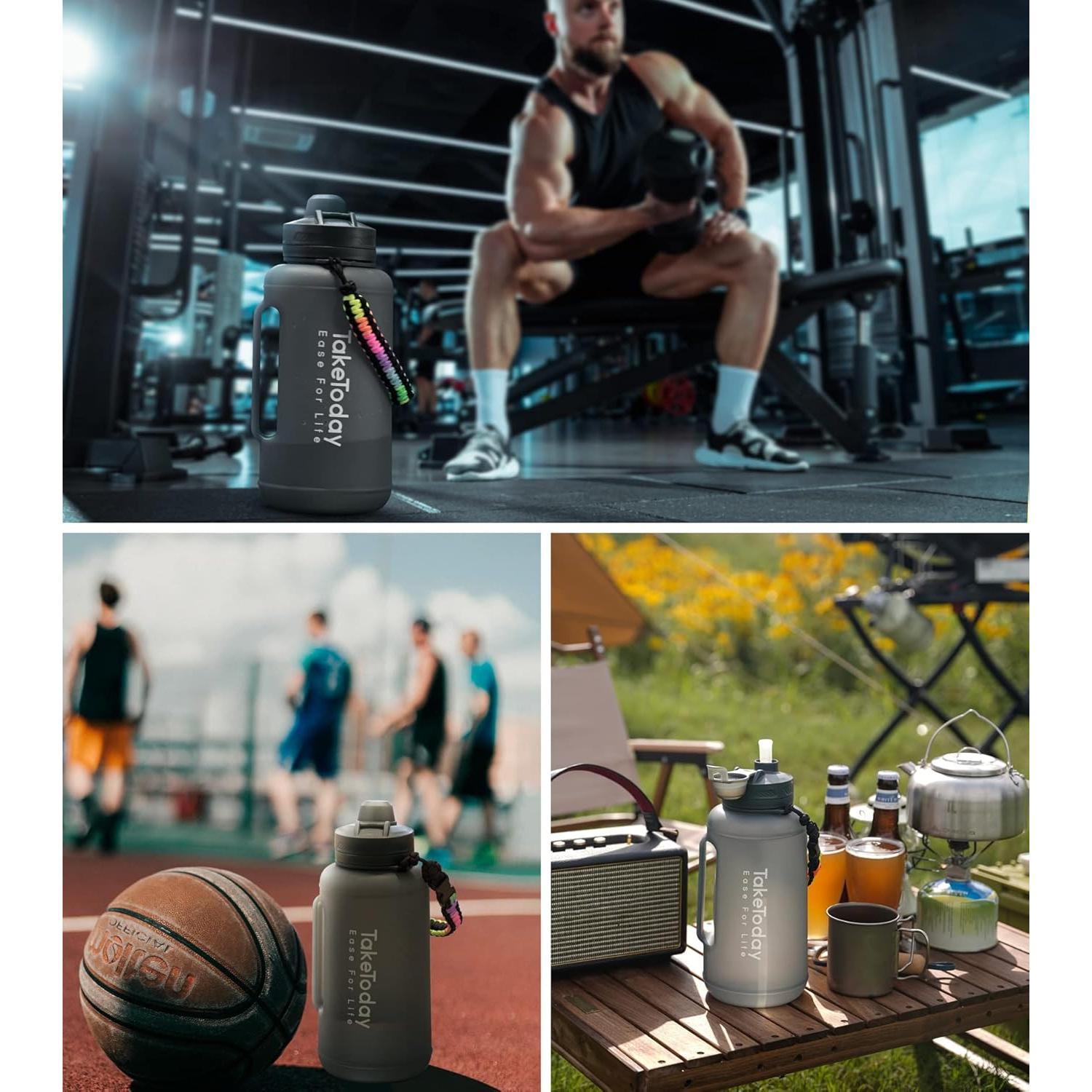 Botella de Agua Colapsable TakeToday 2L Rosa con Pajilla