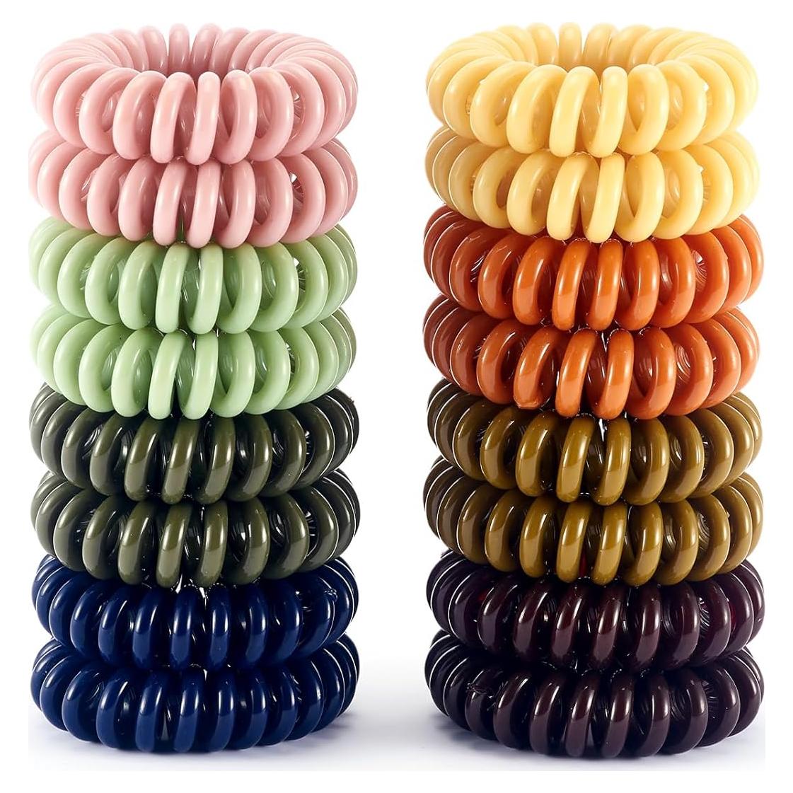 16 Piezas de Espirales para el Cabello QIUTIMIY - Macaron Brillante y Oscuro