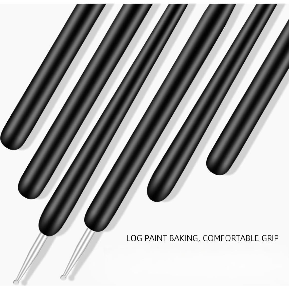 Set de Pinceles para Arte de Uñas ZEOHBETY 6 Pcs Negro