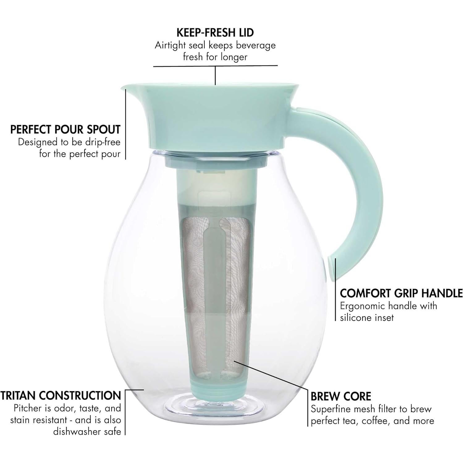 Jarra de Té Helado Primula 3.78L Aqua con Filtro Reutilizable