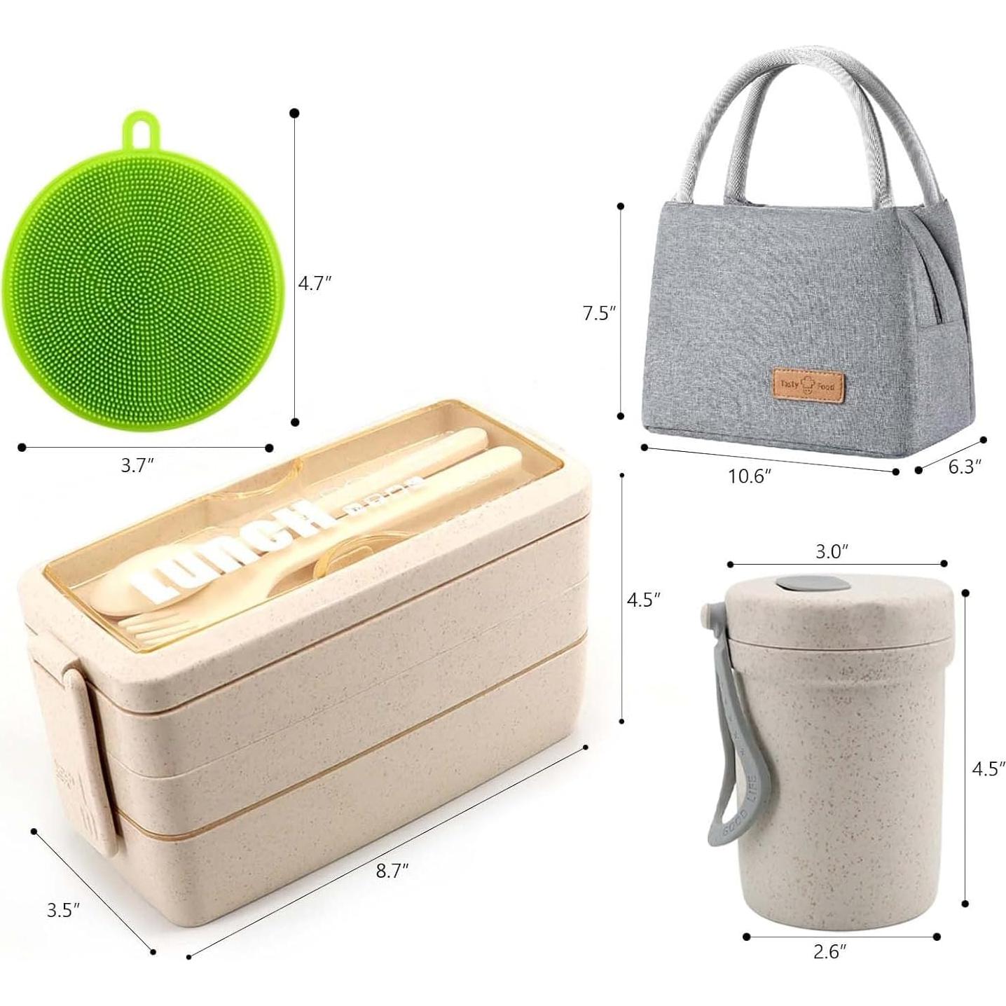 Caja de Almuerzo Bento Meltset M 3 Compartimentos Ecológica Beige