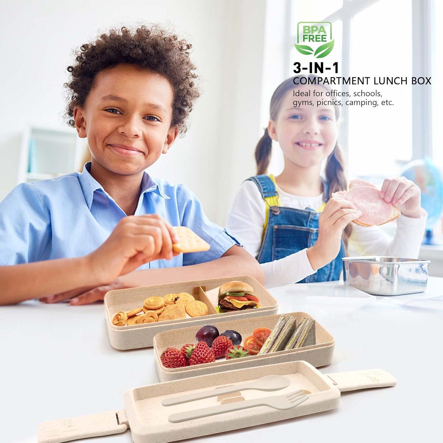 Caja de Almuerzo Bento Meltset M 3 Compartimentos Ecológica Beige