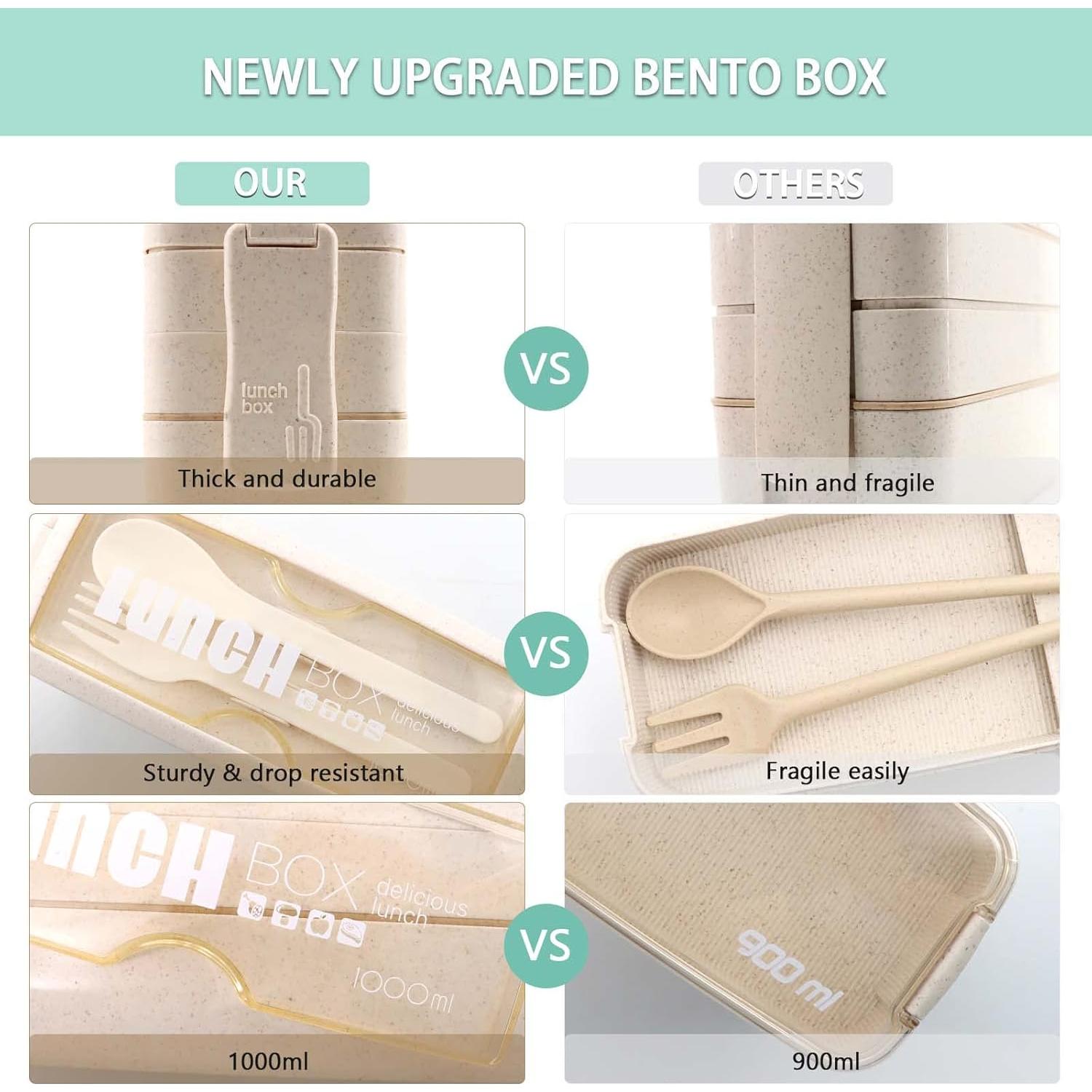 Caja de Almuerzo Bento Meltset M 3 Compartimentos Ecológica Beige
