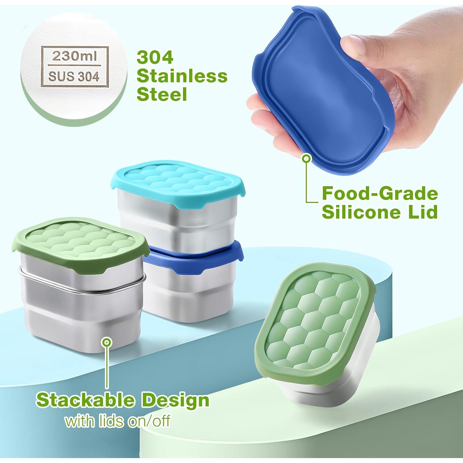 Paquete de 3 Contenedores de Snack Gencywe Acero Inoxidable 226g