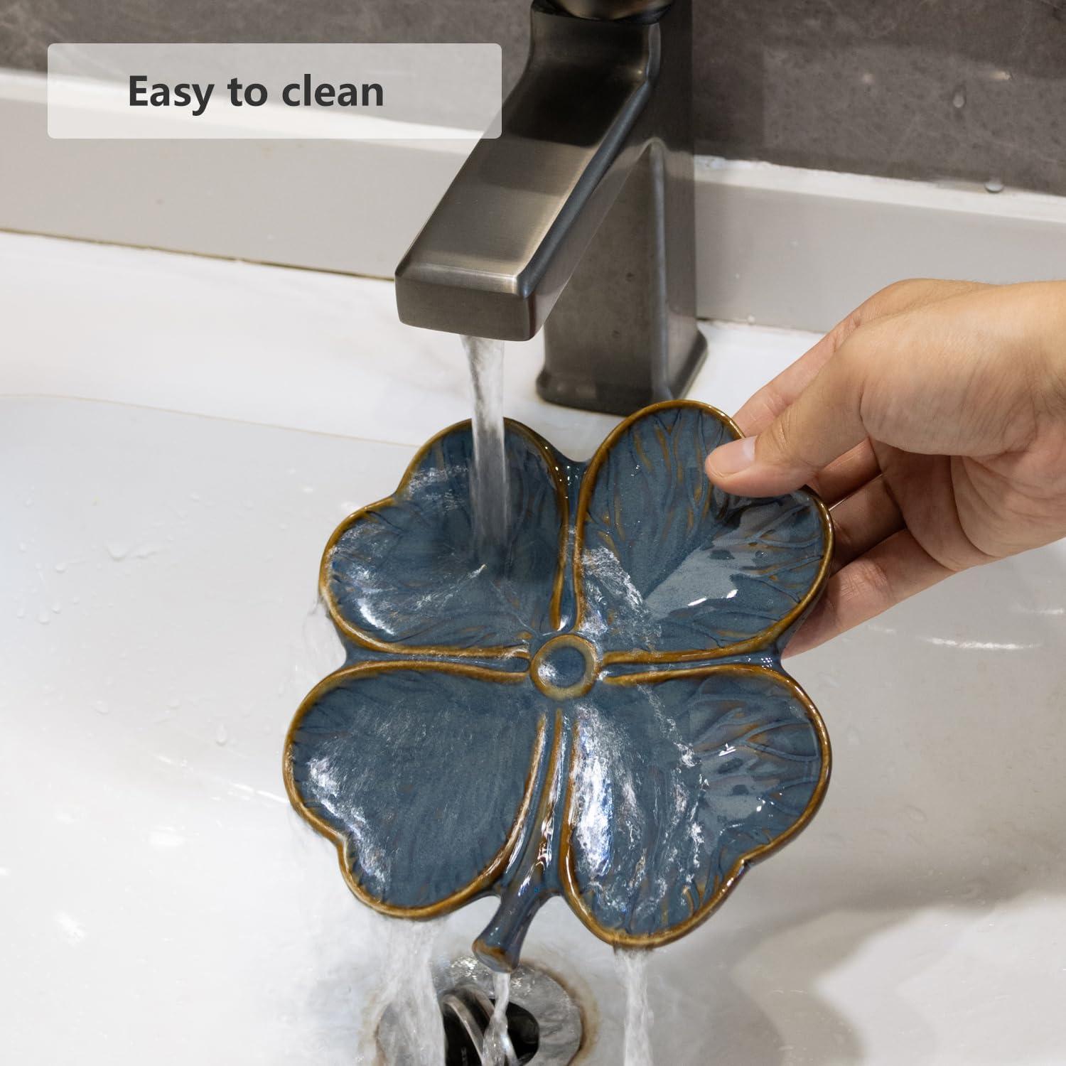 Soporte de Cuchara de Cerámica Dneuoir Trébol Azul 16x16.5cm