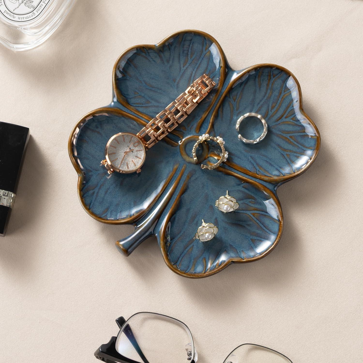 Soporte de Cuchara de Cerámica Dneuoir Trébol Azul 16x16.5cm