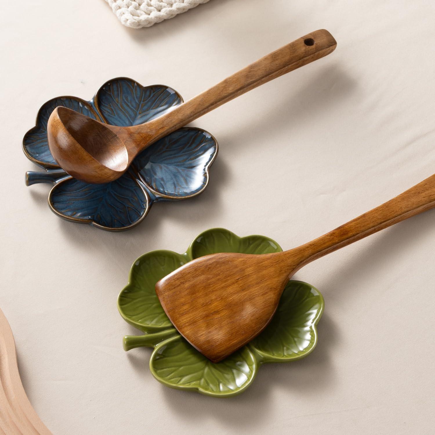 Soporte de Cuchara de Cerámica Dneuoir Trébol Azul 16x16.5cm