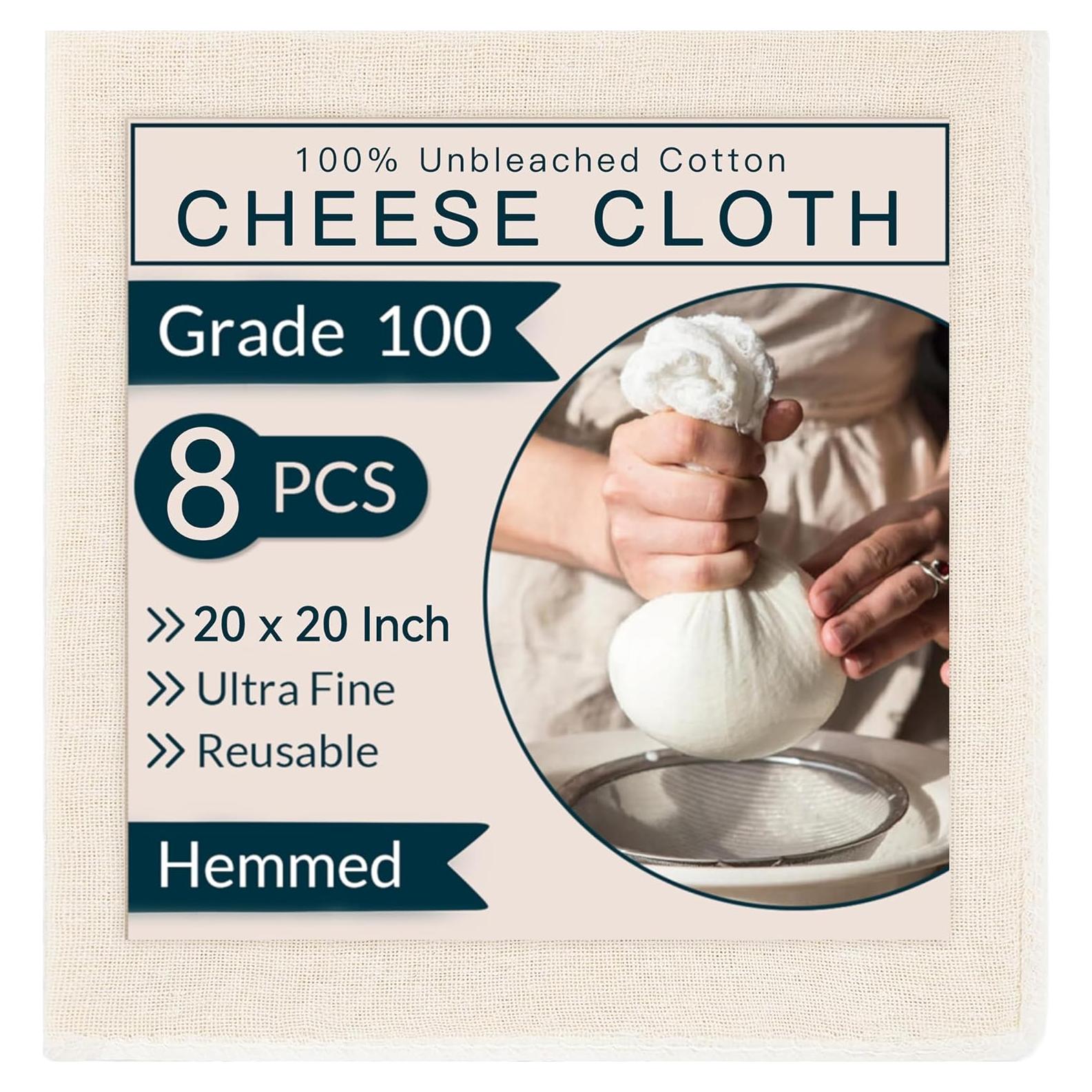 8 Paños de Queso Reutilizables 100% Algodón 50.8x50.8 cm