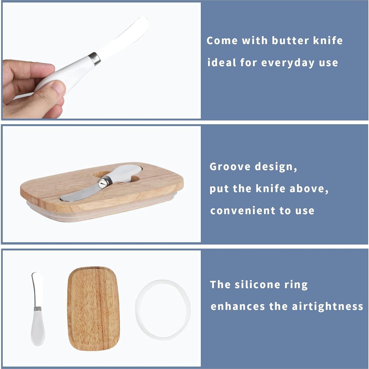 Plato de Cerámica para Mantequilla GDCZ con Tapa de Madera