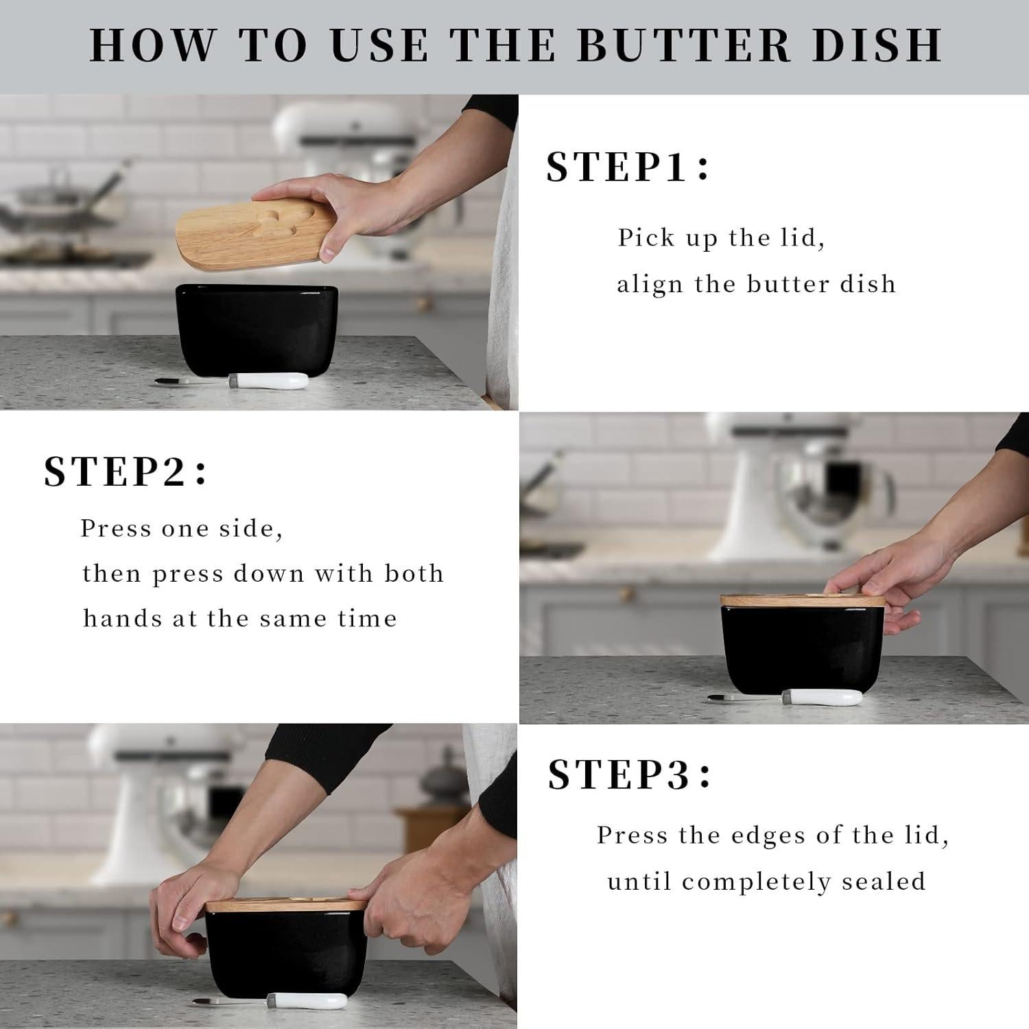 Plato de Cerámica para Mantequilla GDCZ con Tapa de Madera