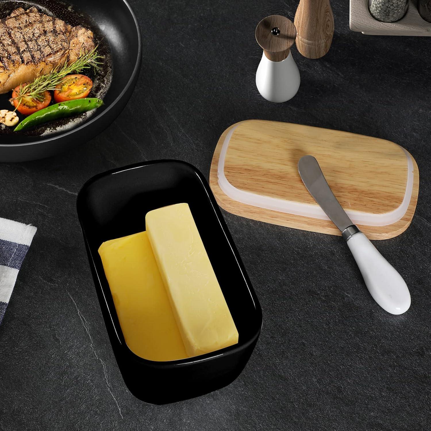 Plato de Cerámica para Mantequilla GDCZ con Tapa de Madera