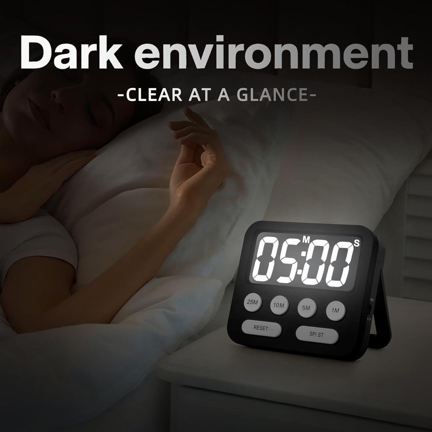 Temporizador Pomodoro Digital AOUVES con Pantalla Grande Negro