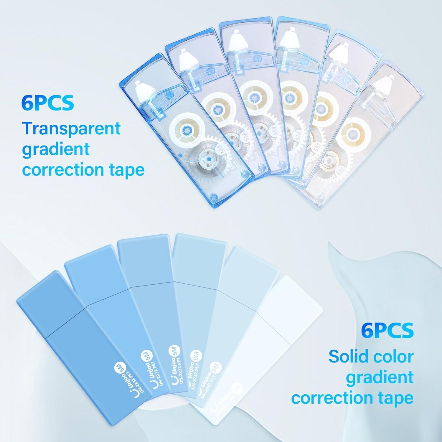 Cinta Correctora Unjoo Azul Gradiente 12 Piezas 5M x 0.5cm